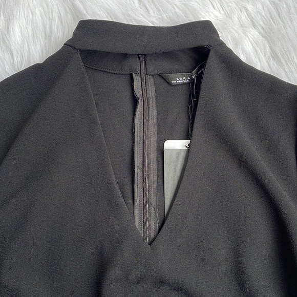 Zara Dress Black High Neck Cut Out Zip Cocktail Wedding Preppy Business Sz XS - Picture 4 of 7